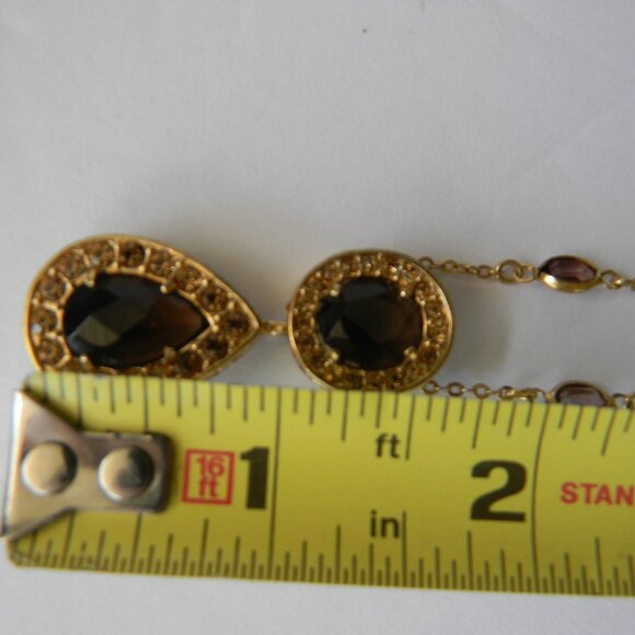 BANANA REPUBLIC BROWN/GOLD STATEMENT DROP NECKLACE  TEARDROP - Picture 4 of 5